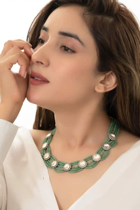 Do Taara Green Polki Mint Necklace 