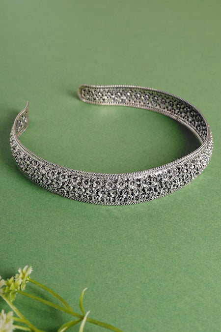 Mero Jewellery Silver Floral Hairband 