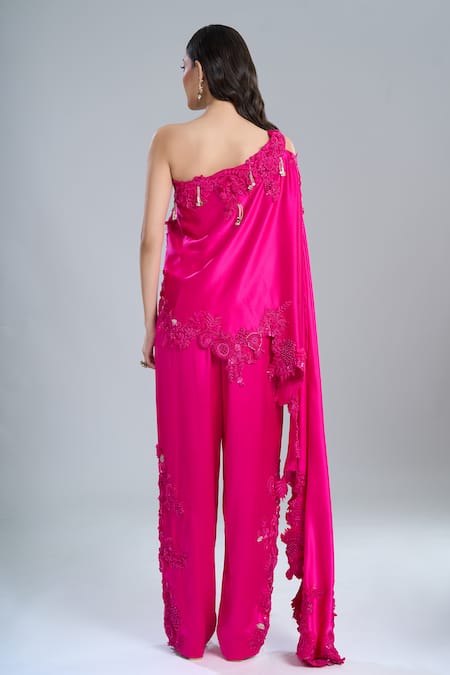 Anamika Khanna Embroidered One Shoulder Cape & Pant Set 