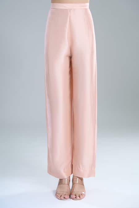 Anamika Khanna_Pink Embroidery, Beads Round Neck Kurta Set_Online_at_Aza_Fashions