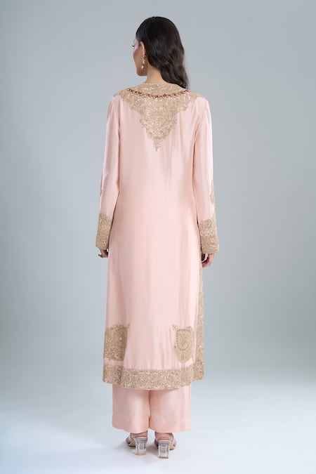 Anamika Khanna Pink Embroidered Kurta Set 