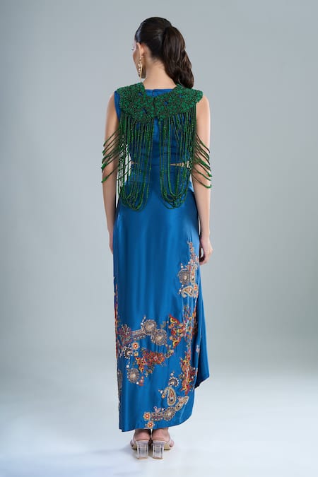 Anamika Khanna Beaded Cape & Embroidered Draped Skirt Set