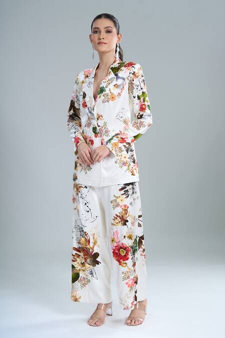 Buy Anamika Khanna Ivory Floral Blazer And Pant Set Online at Aza Fashions Buy_Anamika Khanna_Ivory Floral Blazer And Pant Set_Online_at_Aza_Fashions