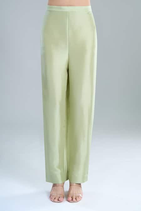 Buy Anamika Khanna Green Embroidery Round Neck Mint Straight Kurta Set Buy_Anamika Khanna_Green Embroidery Round Neck Mint Straight Kurta Set