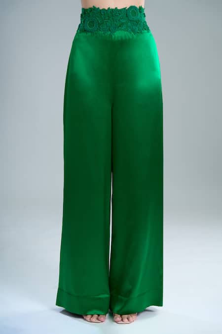 Buy Anamika Khanna Emerald Green Embroidery Open , Crew Cape Pant Set Buy_Anamika Khanna_Emerald Green Embroidery Open , Crew Cape Pant Set