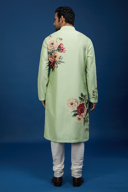 Rohit Bal Floral Print Chanderi Kurta Set 