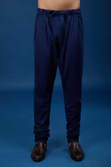 Rohit Bal_Blue Chanderi Embroidery Floral Kurta Set _Online_at_Aza_Fashions