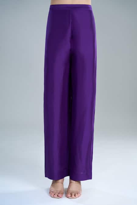 Buy Anamika Khanna Purple Embroidery Round Neck Floral Kurta Set Buy_Anamika Khanna_Purple Embroidery Round Neck Floral Kurta Set