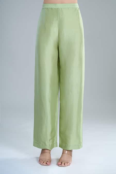 Buy_Anamika Khanna_Green Embroidery Round Neck Floral Kurta Set 