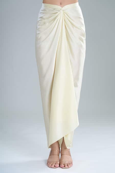 Buy Anamika Khanna Ivory Beads, Sequins V-neck Embroidered Short Jacket And Draped Skirt Set Buy_Anamika Khanna_Ivory Beads, Sequins V-neck Embroidered Short Jacket And Draped Skirt Set