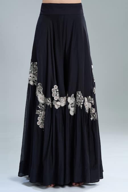 Anamika Khanna_Black Embroidery Blazer And Lehenga Set _at_Aza_Fashions