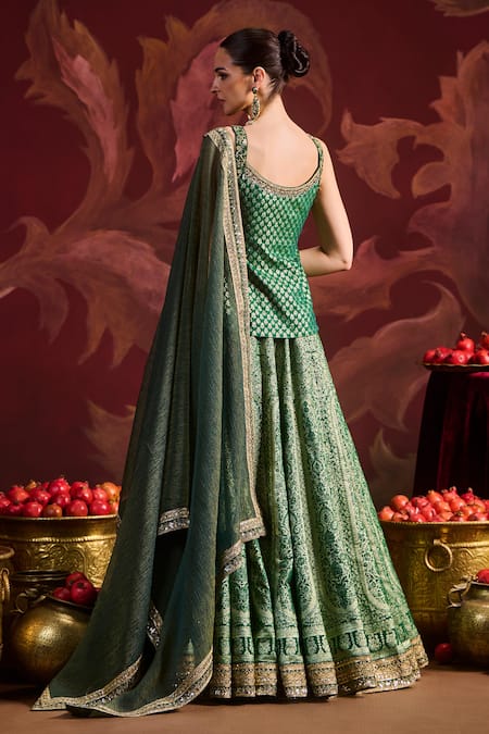 Lashkaraa Embroidered Brocade Kurta Lehenga Set 