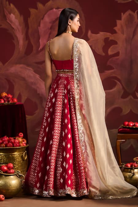 Lashkaraa Embroidered Brocade Corset Lehenga Set 