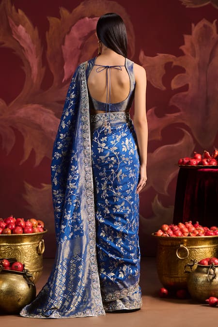 Lashkaraa Embroidered Brocade Saree With Blouse 