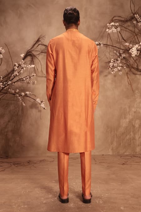 Label Niti Bothra Nazakat Orange Abstract Embroidered Kurta Set 