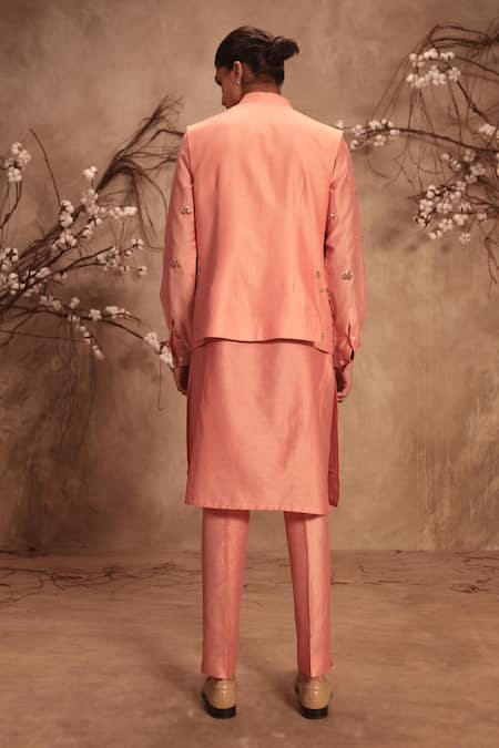 Label Niti Bothra Nazakat Pink Lotus Jaal Embroidered Bundi 