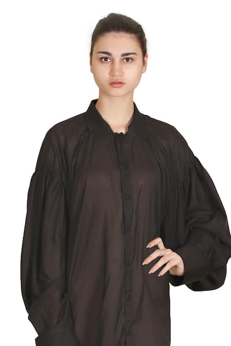 Buy Samant Chauhan Black Cotton, Viscose Collared Ease Dress Online at Aza Fashions Buy_Samant Chauhan_Black Cotton, Viscose Collared Ease Dress _Online_at_Aza_Fashions