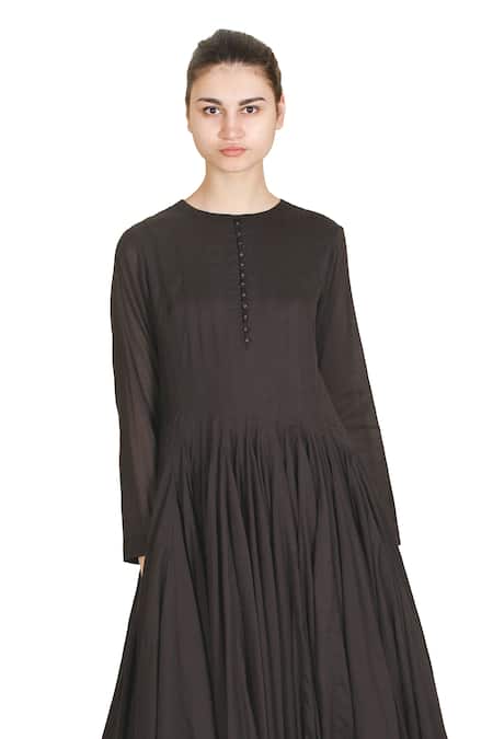 Buy_Samant Chauhan_Black Cotton Round Neck Bare Dress _Online_at_Aza_Fashions