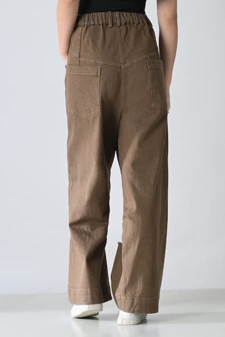 Buy_Samant Chauhan_Brown Cotton Fringe Rust Thread Bottom _Online_at_Aza_Fashions