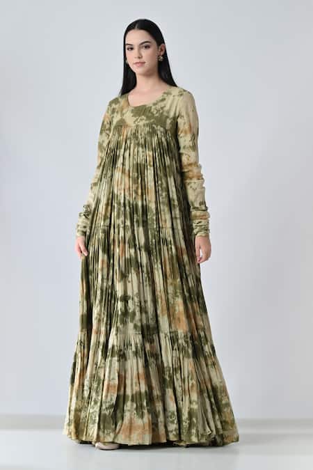 Samant Chauhan Cotton Round Neck Bloom Fade Dress 