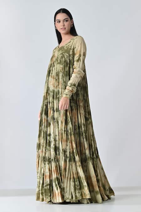 Samant Chauhan_Cotton Round Neck Bloom Fade Dress _Online_at_Aza_Fashions
