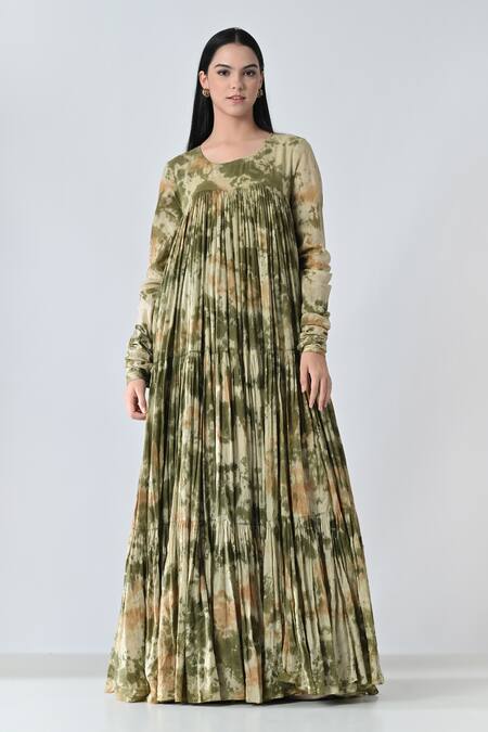 Buy_Samant Chauhan_Cotton Round Neck Bloom Fade Dress _Online_at_Aza_Fashions