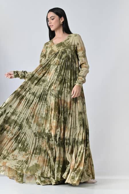 Shop_Samant Chauhan_Cotton Round Neck Bloom Fade Dress _Online_at_Aza_Fashions