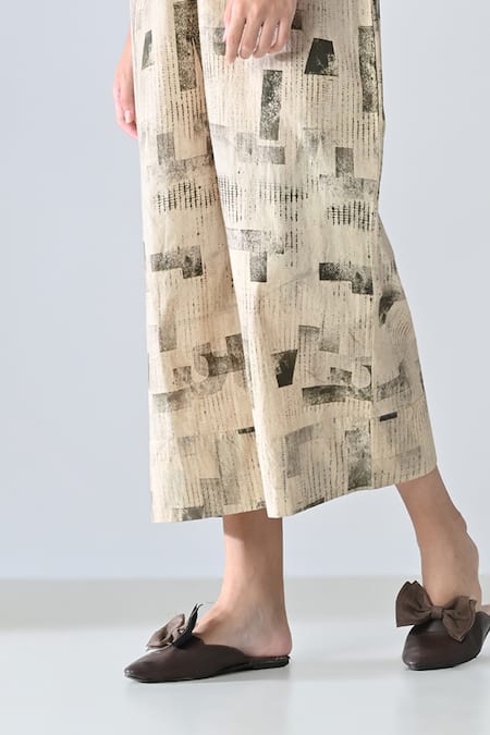 Buy_Samant Chauhan_Beige Cotton Collared Jumpsuit _Online_at_Aza_Fashions