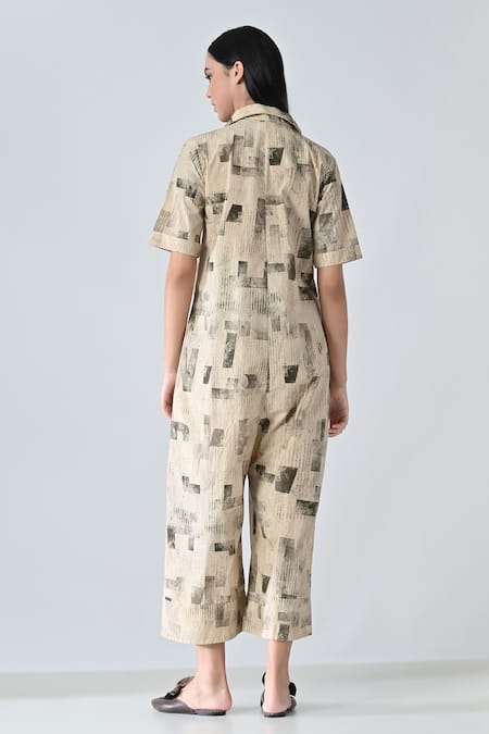 Samant Chauhan Beige Cotton Jumpsuit 