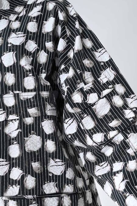 Samant Chauhan_Black Cotton Collared Faded Rose Jacket _Online_at_Aza_Fashions