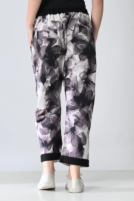 Buy_Samant Chauhan_White Cotton Bloom Sketch Bottom Pant _Online_at_Aza_Fashions