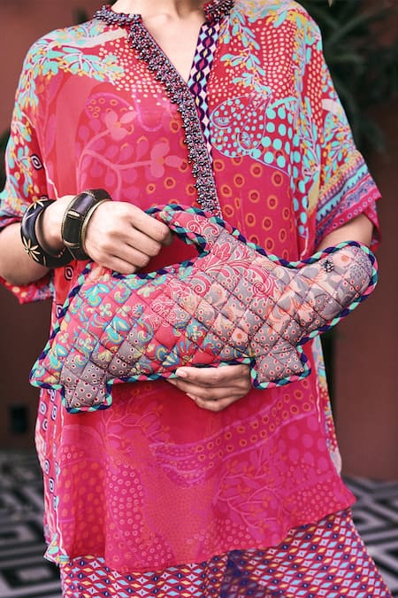 Shop_Saundh_Pink Zari, Sequins The Tinga Metallic Embroidered Top And Pant Set _Online_at_Aza_Fashions