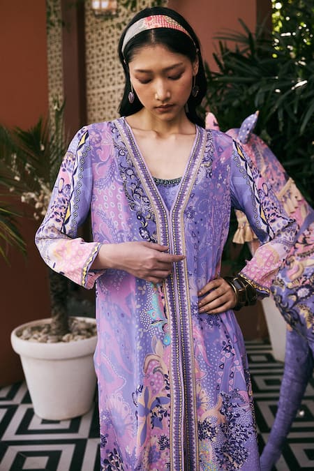 Buy Saundh Purple Crepe V-neck The Kaya Jacket Online at Aza Fashions Buy_Saundh_Purple Crepe V-neck The Kaya Jacket _Online_at_Aza_Fashions