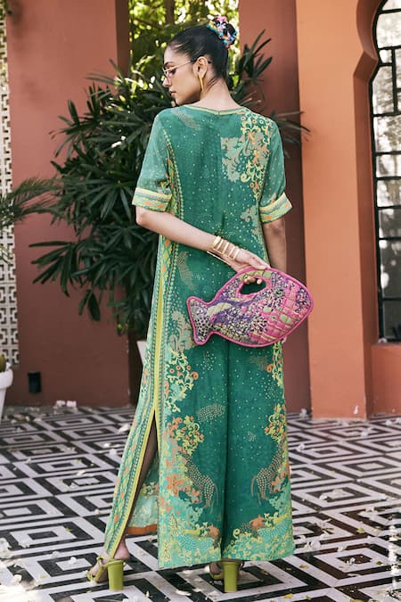 Saundh The Neer Green Printed Jumpsuit 