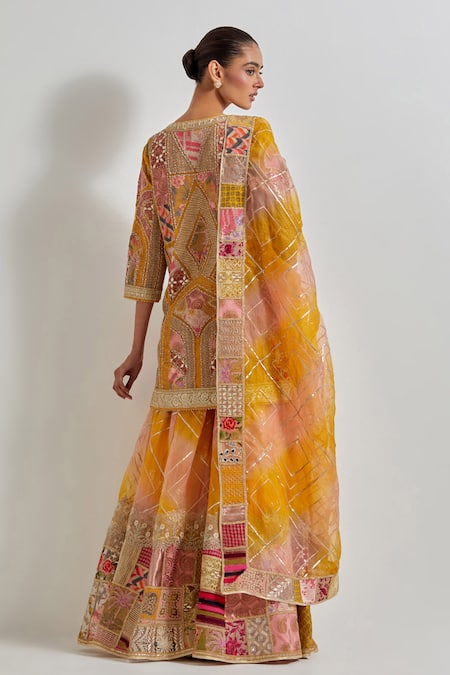 Kavita Bhartia Patch Work Silk Organza Sharara Set 