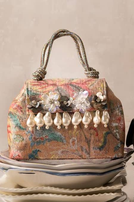 Buy_Bhavna Kumar_Multi Color Faux Diamonds Multicolor Sequin Embellished Tote Bag _Online_at_Aza_Fashions