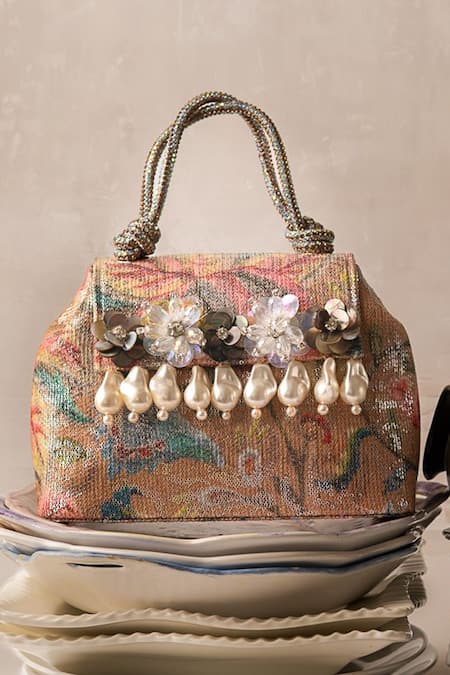 Bhavna Kumar_Multi Color Faux Diamonds Multicolor Sequin Embellished Tote Bag _at_Aza_Fashions