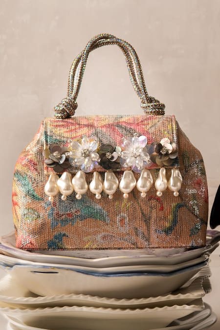 Buy_Bhavna Kumar_Multi Color Faux Diamonds Multicolor Sequin Embellished Tote Bag 