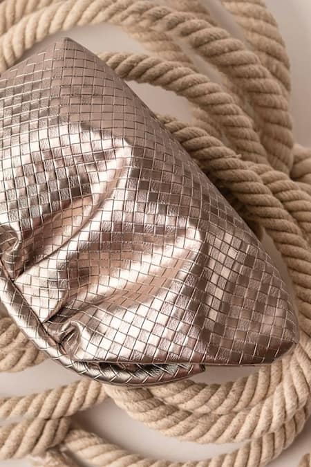 Buy_Bhavna Kumar_Rose Gold Vegan Leather Clutch Bag _Online_at_Aza_Fashions