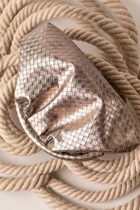 Bhavna Kumar Rose Gold Vegan Leather Clutch Bag 