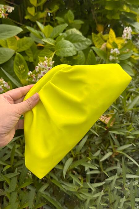 Buy_Bhavna Kumar_Yellow Neon Green Puff Clutch Bag _Online_at_Aza_Fashions