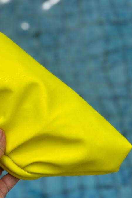 Shop_Bhavna Kumar_Yellow Neon Green Puff Clutch Bag _Online_at_Aza_Fashions