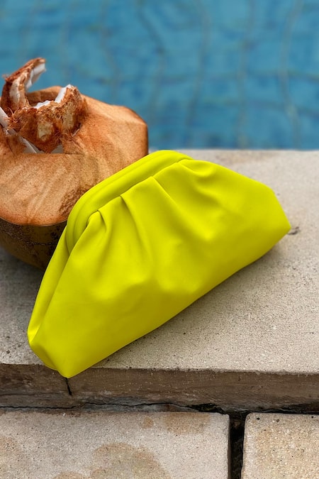 Bhavna Kumar Neon Green Puff Clutch Bag 