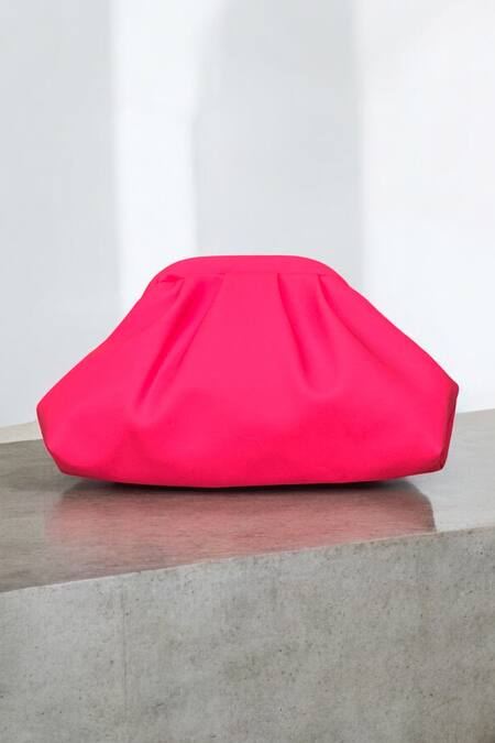 Bhavna Kumar_Pink Neon Puff Clutch Bag_Online_at_Aza_Fashions