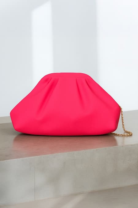 Bhavna Kumar Pink Neon Puff Clutch Bag 