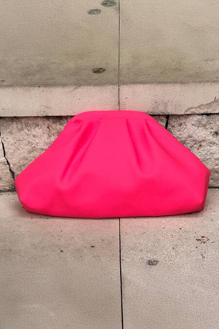 Buy_Bhavna Kumar_Pink Neon Puff Clutch Bag_Online_at_Aza_Fashions