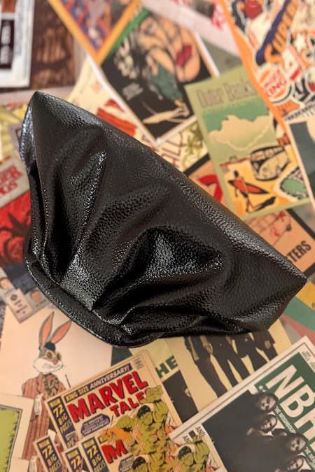Bhavna Kumar Black Vegan Leather Puff Clutch