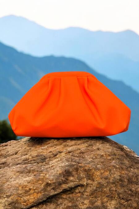 Bhavna Kumar_Orange Neon Puff Clutch Bag _Online_at_Aza_Fashions