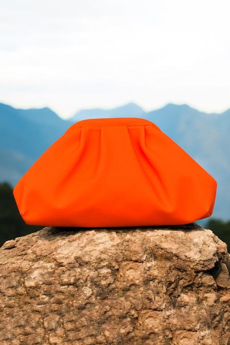 Buy_Bhavna Kumar_Orange Neon Puff Clutch Bag _Online_at_Aza_Fashions