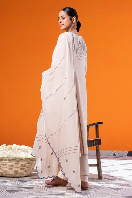 Janki India Ivory Chanderi Kurta Set 